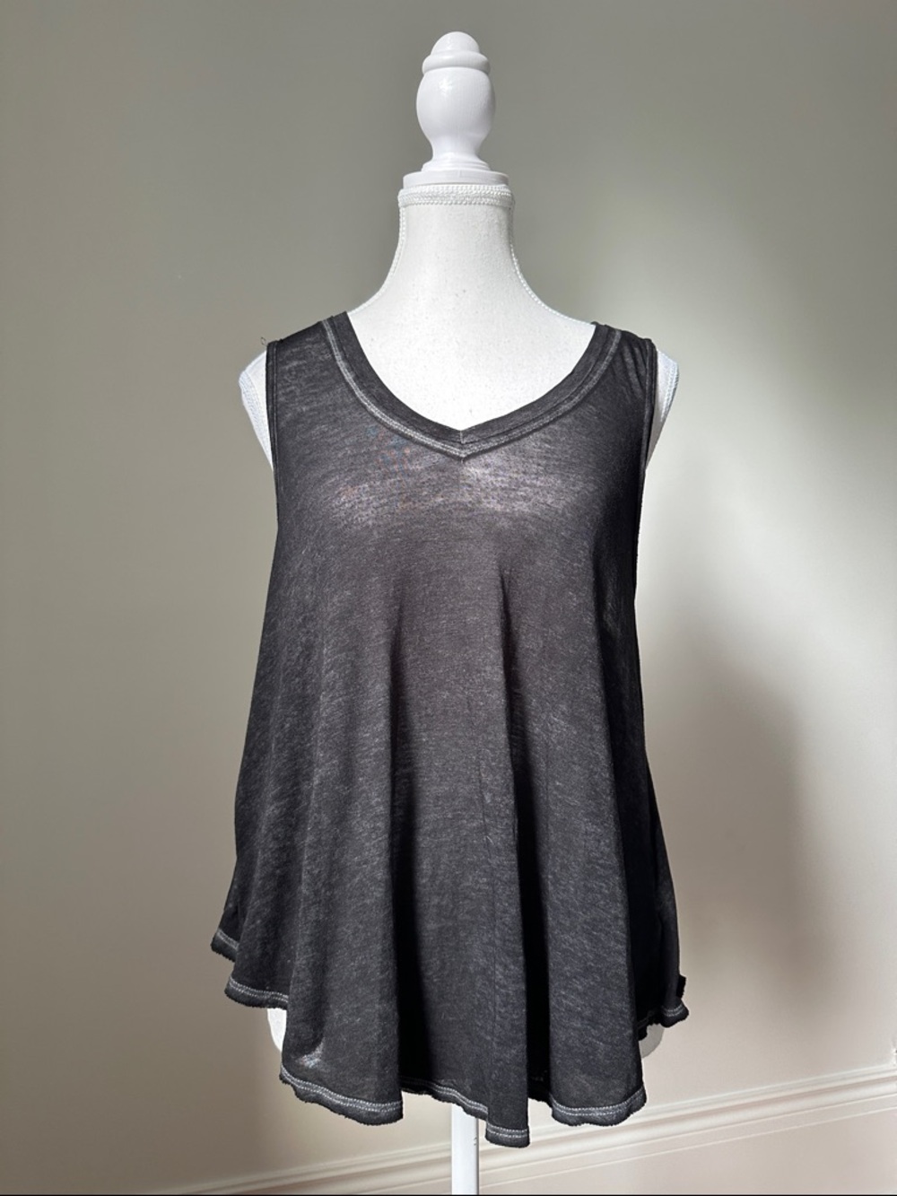 WE THE FREE Black Breezy Burnout Sheer Boho Summer Festival Tank Top XS